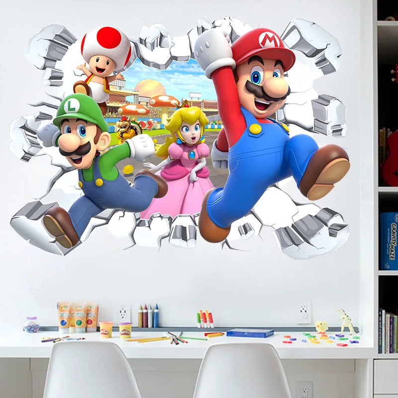 Adesivo Da Parete 3D Super Mario Gioco Nintendo Murale Per La Decorazione Della Stanza Dei Giochi Della Carta Da Parati Della Stanza Dei Bambini - Italia