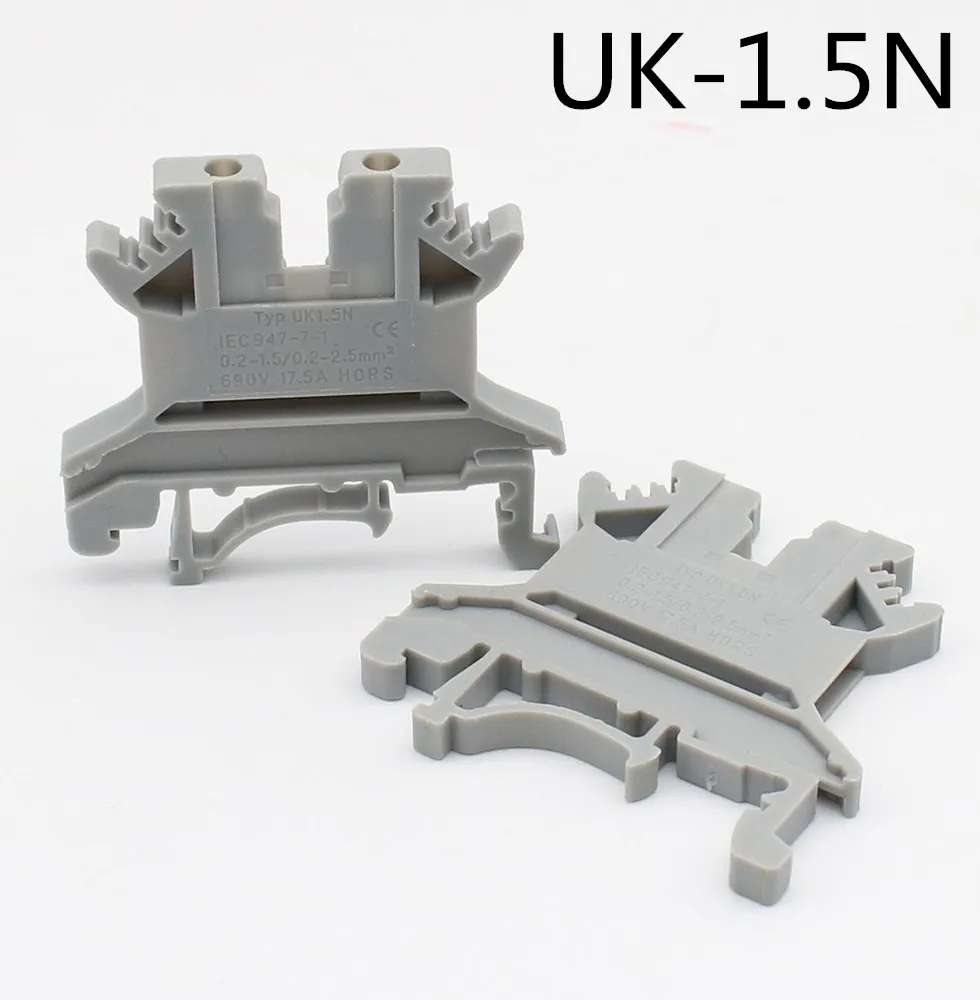 

10Pcs UK1.5N UK1.5 Screw Feed-through Universal Plug 2-Connductor Wire Electrical Connector DIN Rail Terminal Block UK 1.5N