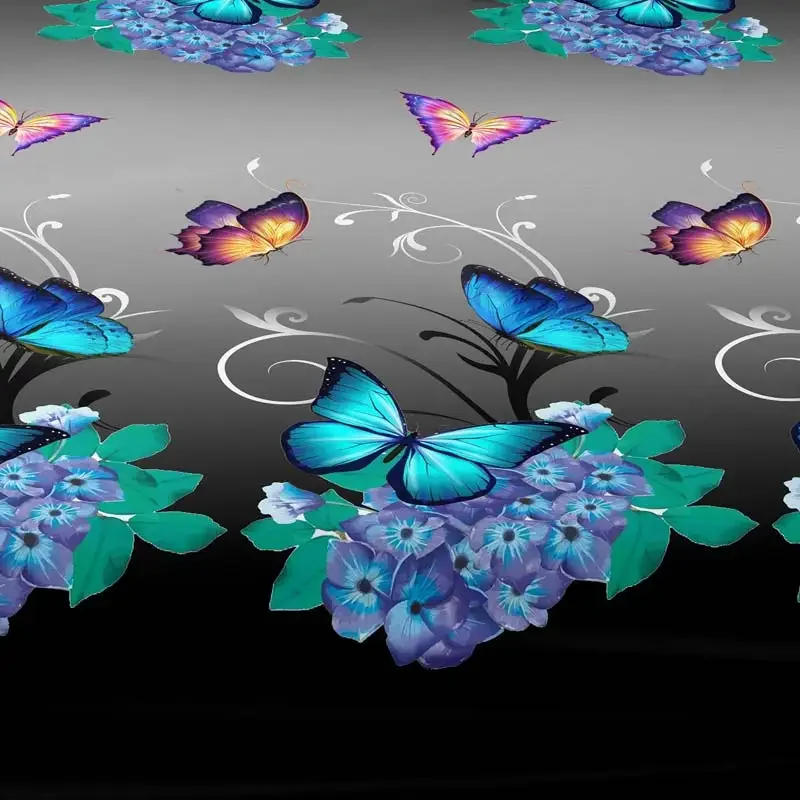 1 piece flower flying butterfly pattern frosted bedsheet bedroom printed bedspread bedding excluding pillowcases