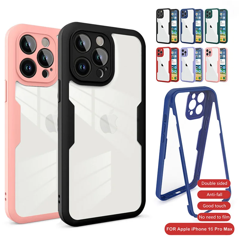Crystal Clear Full Wrap Phone Case with Lens Protection and Film Back Cover