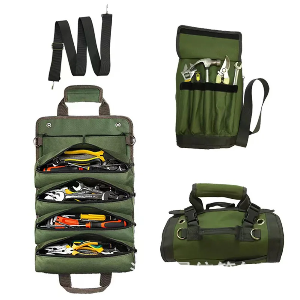 Roll Up Tool Bag Heavy Duty Tool Organizer Multi-Function Portable Tool Roll Bag Oxford Cloth Tool Pouch for Handyman RV Owners