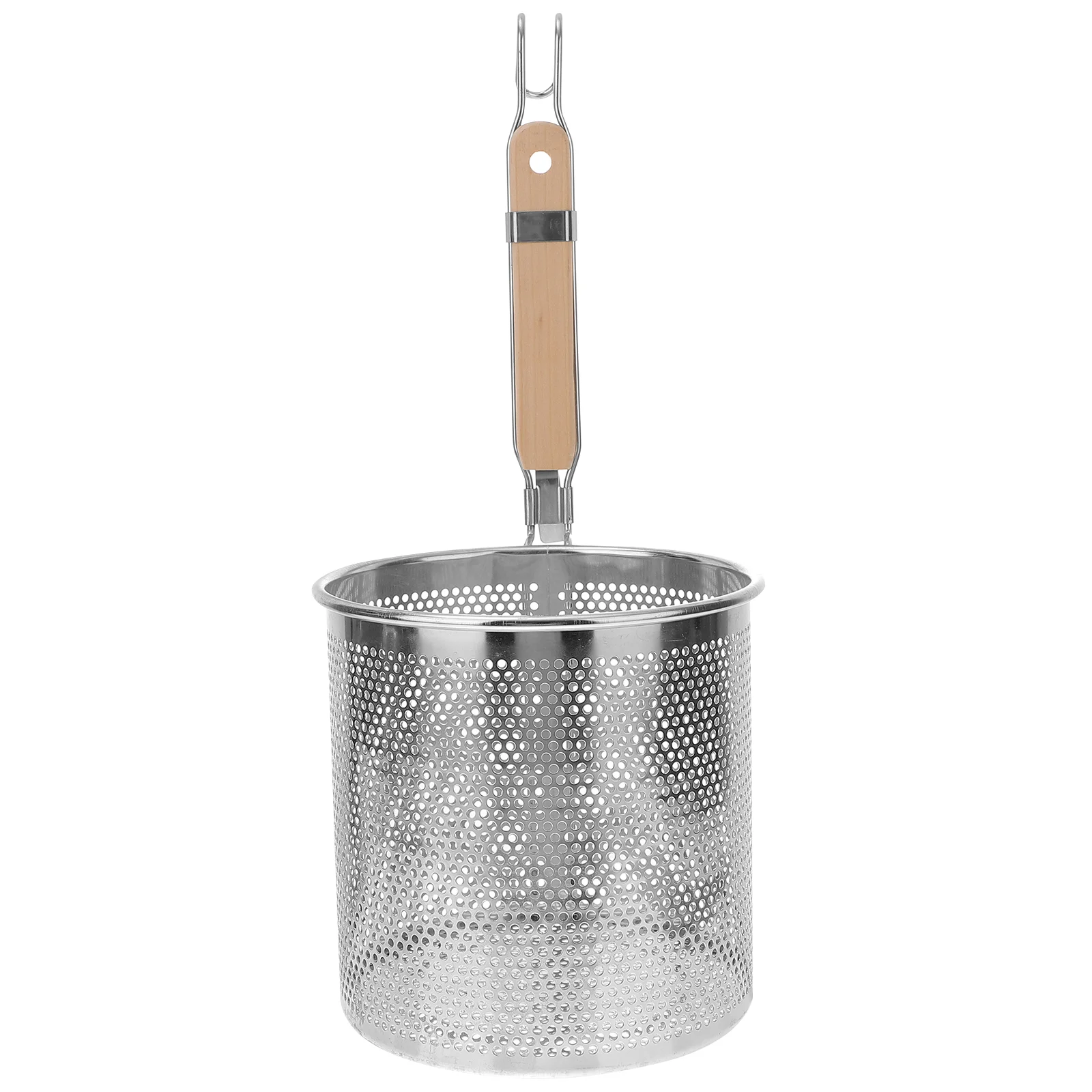 

1Pc Durable Kitchen Colander with Hook Restaurant Wooden Handle Colander