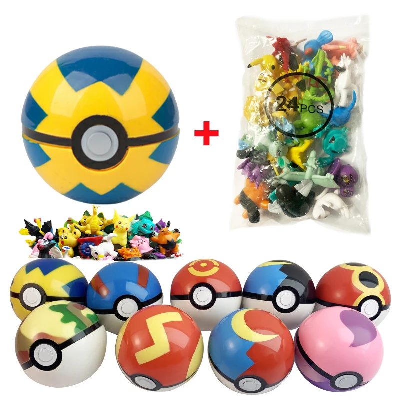 

12/24pcs Pokemon Figure Different Styles Tomy Model Collection 2-3cm Pikachu Anime Pokeball Poke Ball Go Elf Toys Dolls Gift