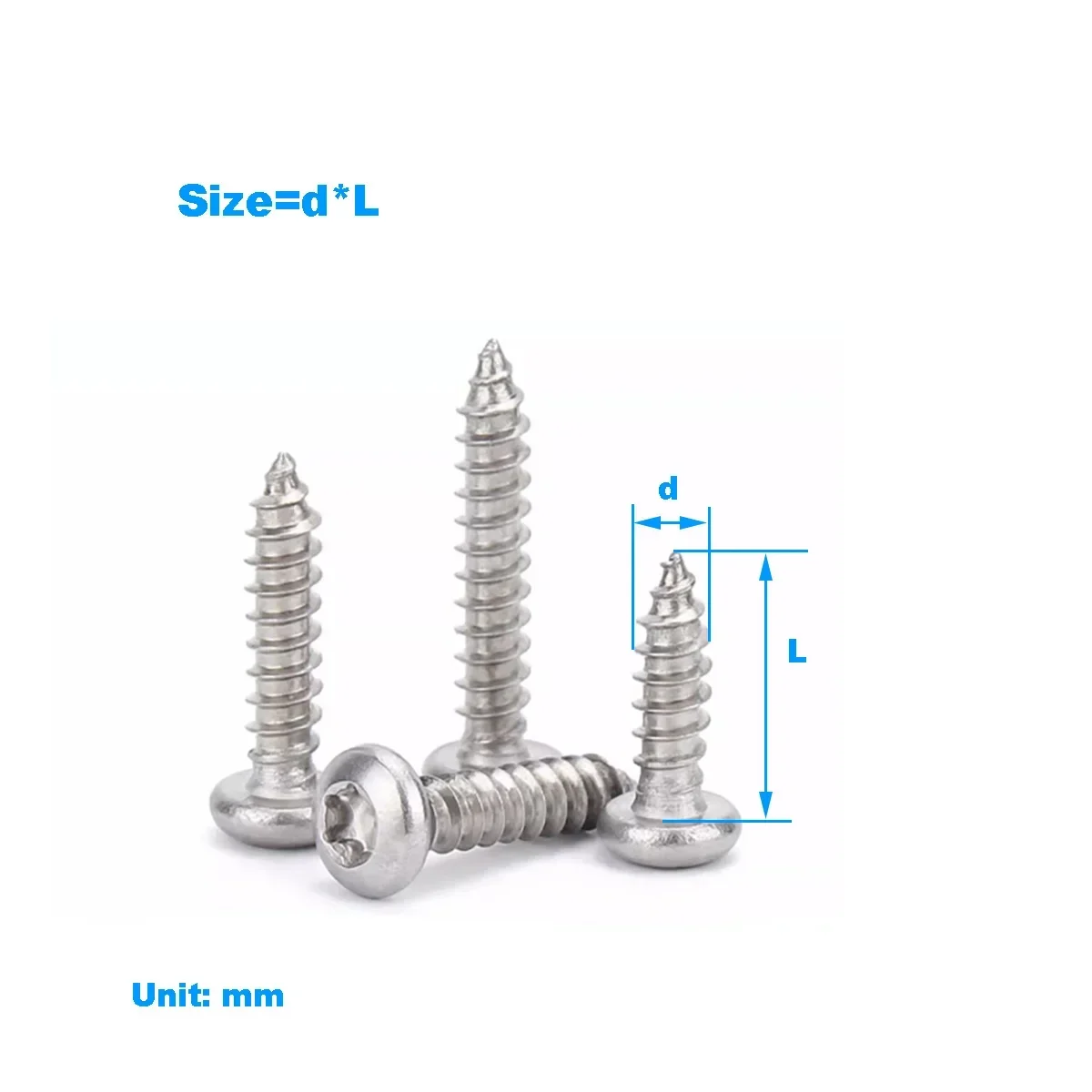 304 Stainless Steel Round Head Plum Blossom Self Tapping Screw/Wooden Screw M2-M6