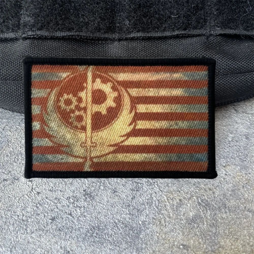 Brotherhood of Steel Flag Patch Taktisches Moralabzeichen Militärarmee Emblem Rucksack Aufkleber Bedruckte Hakenschlaufen-Patches Kleidung