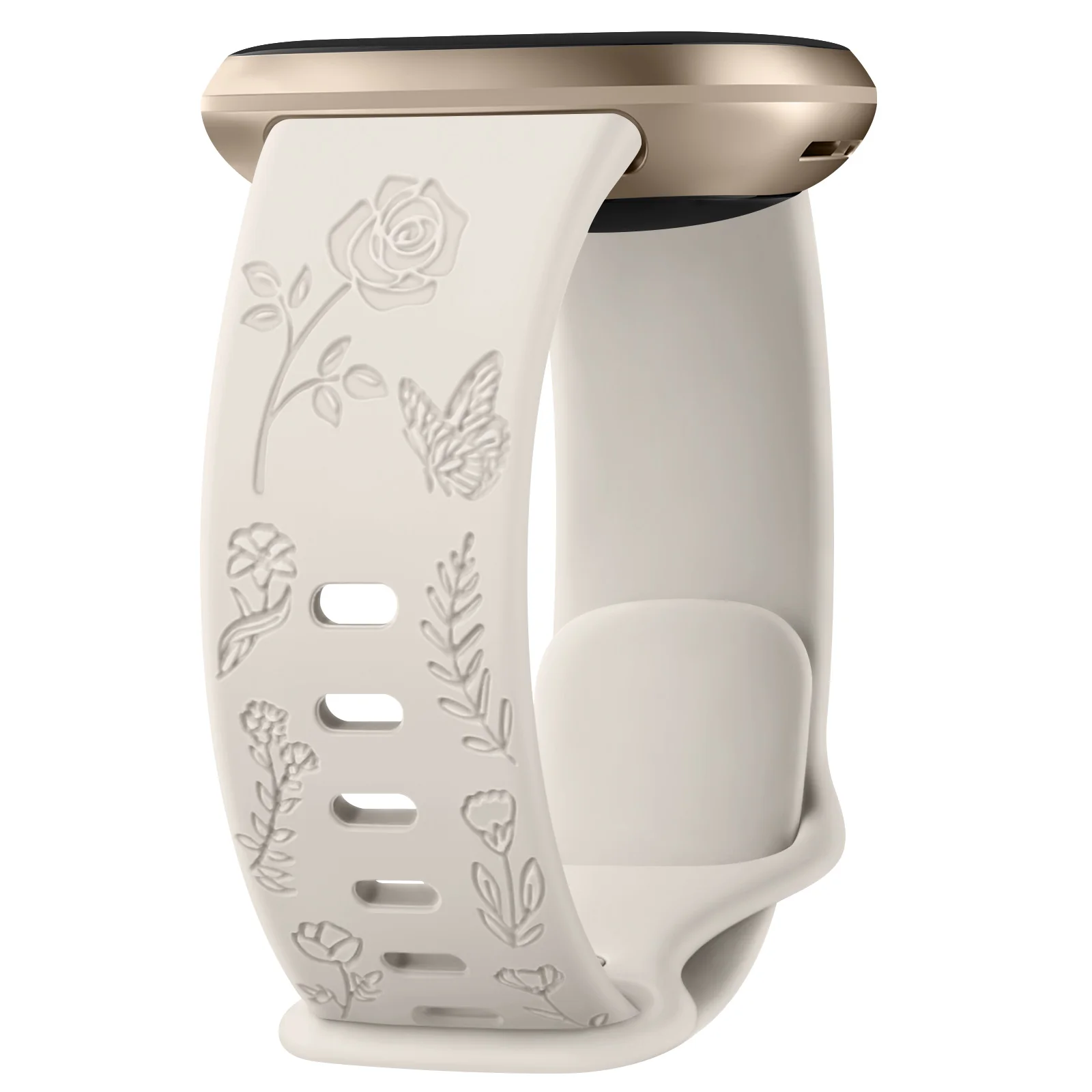 Floral Engraved Soft Silicone Watch Band Accessory