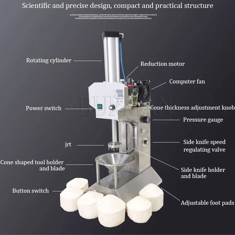 Electric Industrial Coco Green Fresh Diamond Shape Tender Coconut Skin Peeler Trimming Peeling Machine 4