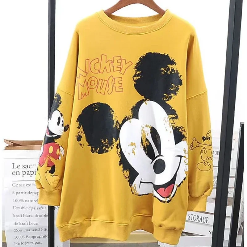 Disney Cartoon Mickey Mouse Print Sweatshirt Women Clothing Girl Coat Long Sleeve Tops Streetwear Spring Autumn Thin Lady Jacket women sweatshirt
