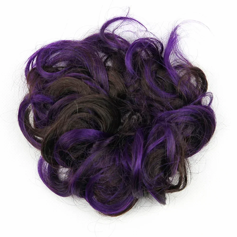 Soowee Synthetic Messy Bun 퍼플 업두 헤어밴드 유연한 스크런치 곱슬머리 헤어피스 시뇽 헤드밴드 스크런치