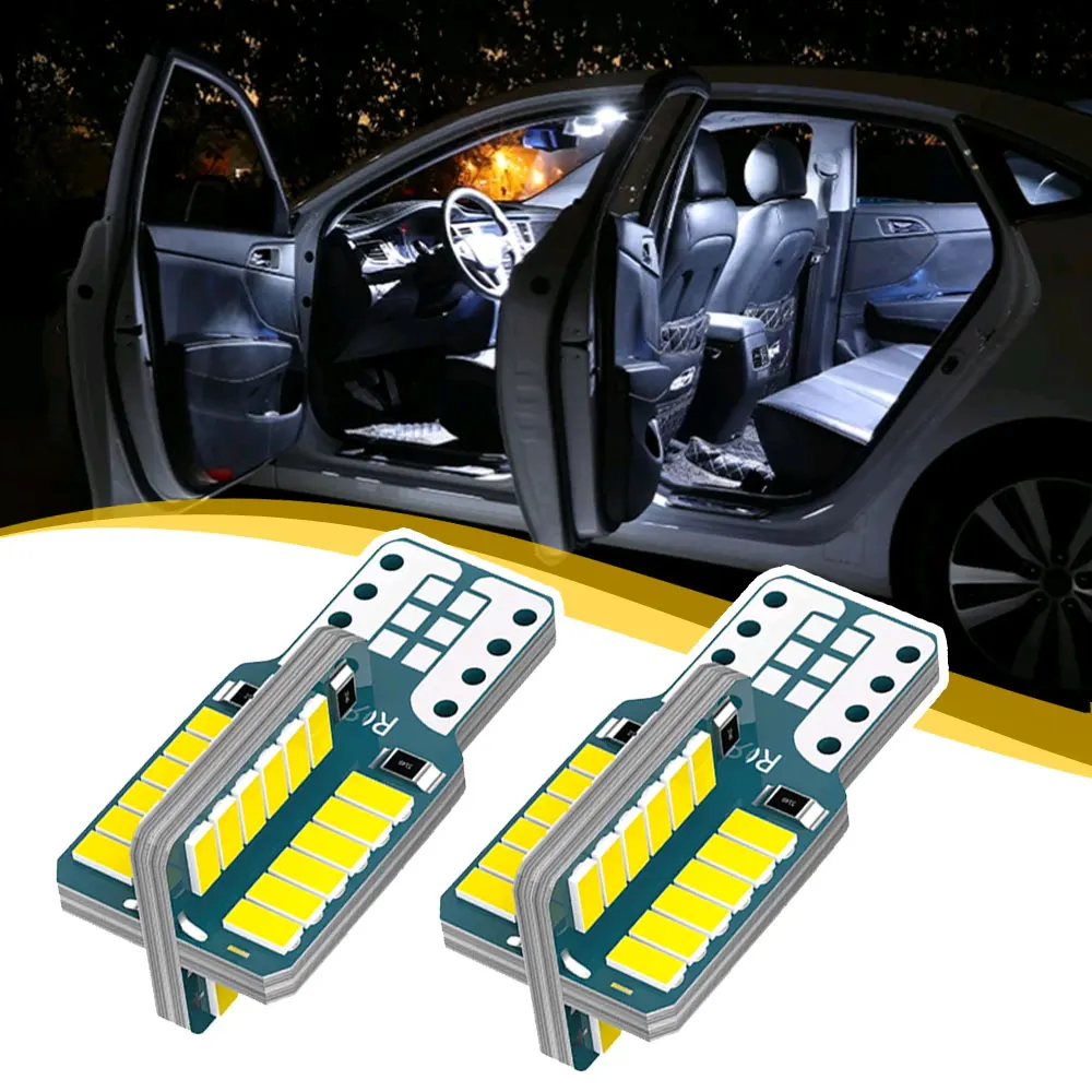 2pcs Car Interior T10 W5W 48 SMDs 6500K White Led Bulbs Dome Reading License Plate Light Signal Lamp Car Lights Accessories