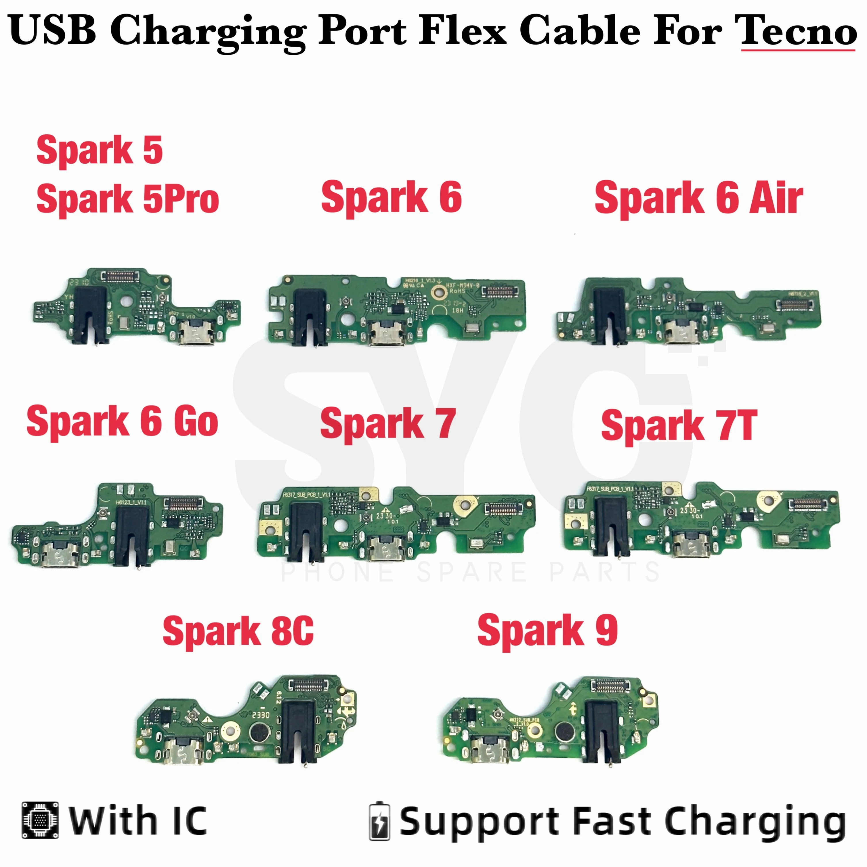 Хорошее качество для Tecno Spark 7 6 Air Go USB зарядная док-станция фоторазъем гибкий кабель для Spark 8 8C 8P 9 9T 10C KE5 KG5K (art.: 3920c4e9fdc1e) - 3920c4e9fdc1e