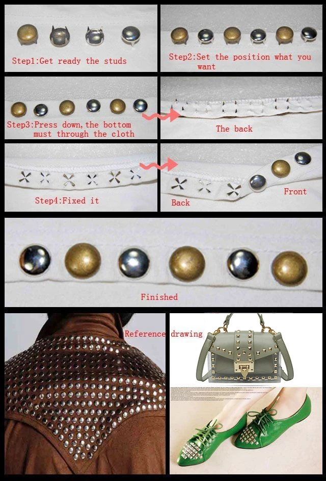 100 Stück 2,5-16mm Runde Kuppelnieten Spike-Nieten Punk Rock DIY Lederhandwerk für Schuhe Kleidung Taschen Teile Dekoration – Detail 14
