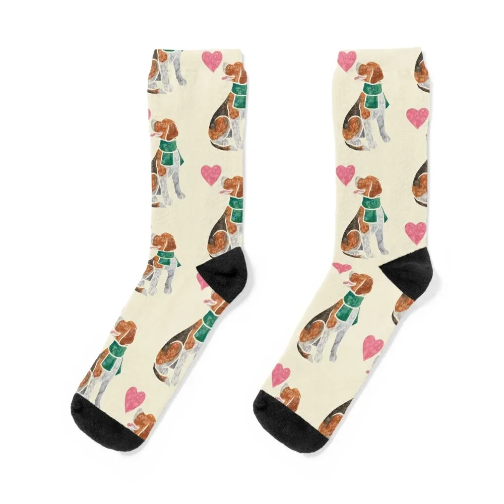 

Watercolour Foxhound Socks floral christmas gifts essential cartoon Luxury Woman Socks Men's