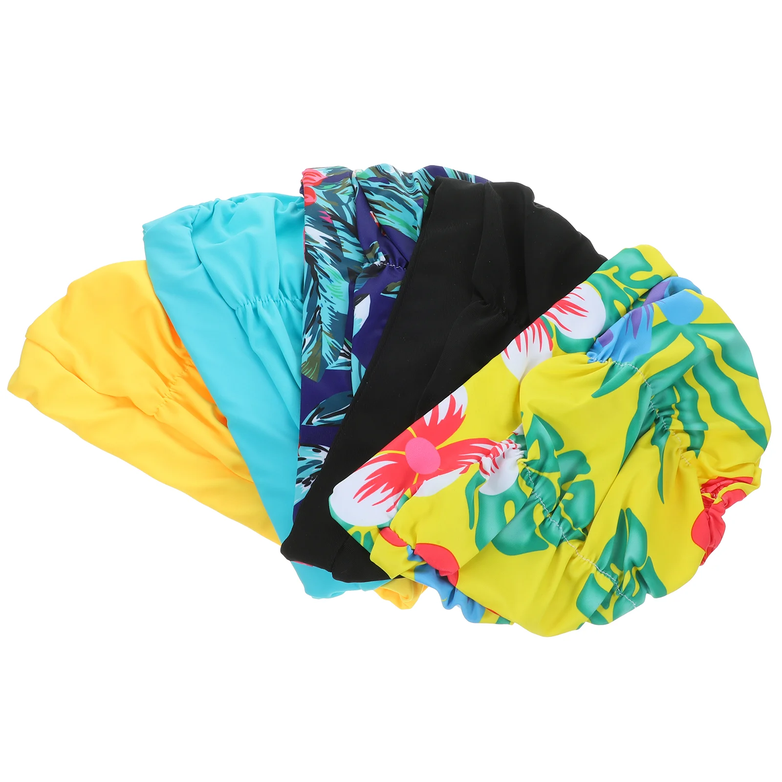 Bathing Shower Caps Pleated Cloth Swimming for Larger Head Circumference Elastic Hair Ties Women