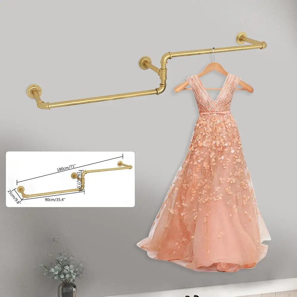 

Commercial Garment Clothe Closet Storage Rack Iron Pipe Wall Mounted Hanging Rod