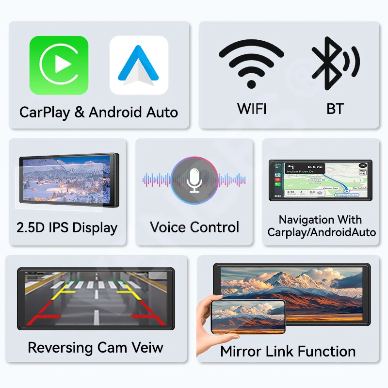 AHOUDY 10.26 Inch Wireless Carplay Android Auto Multimedia Car