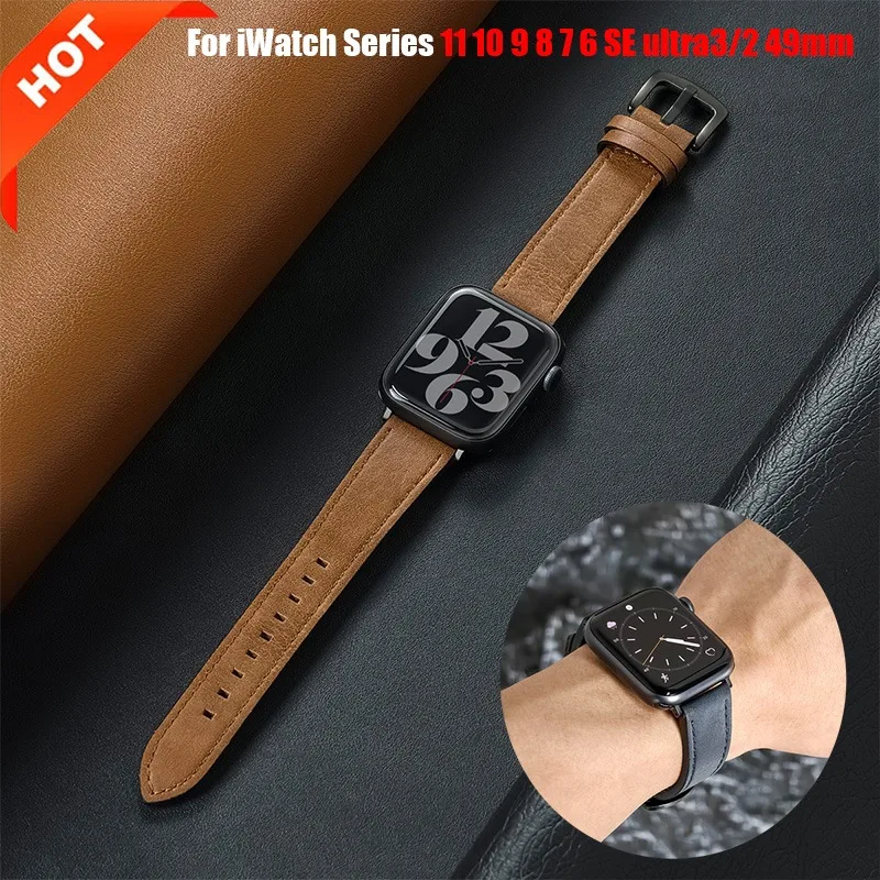 Premium Leather Strap for Apple Watch - Men's High-Quality Band