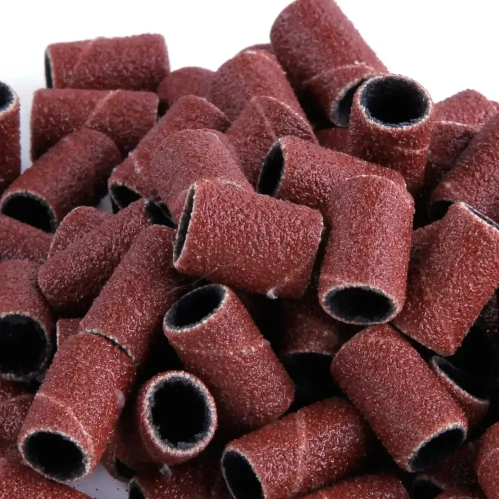 100/50pcs 80# 120# 180# Electric Machine Nail Drill Bits Nail Art Sanding Cap Bands UV Gel Acrylic Polish Remover Manicure Tool 2