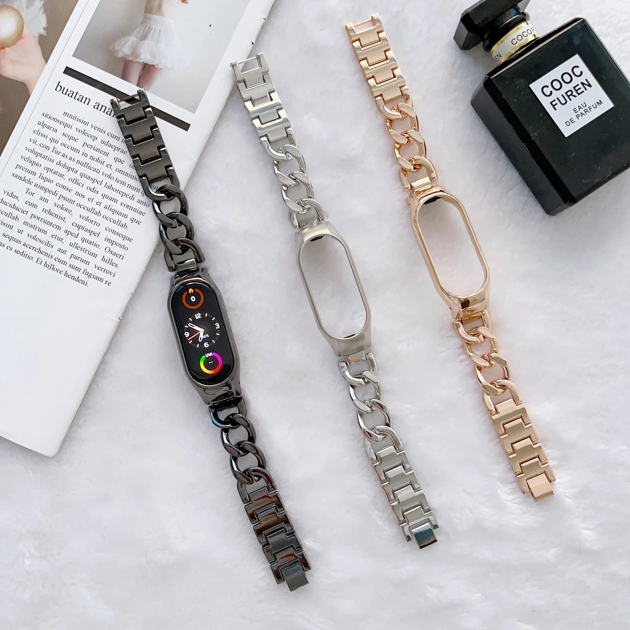 

Metal bracelet strap For Xiaomi Mi band 8 7 6 5 Stainless steel sports bracelet replacement wrist strap For Xiaomi Mi band 5 4 3