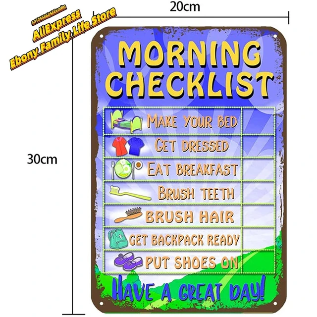 Daily Morning Routine Reward Chart For Kids And Autism - Tin Learning  Calendar For Kids, Teaching Tool Vintage Wall Decor - AliExpress