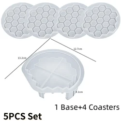 Honeycomb Coaster Resin Molds Set with Storage Box for DIY Crafts and Home Decor (5PCS Set)