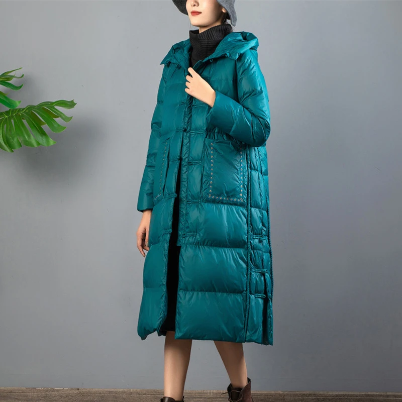 

Autumn Women's Down Jacket Lady Loose Hooded White Duck Female Fashion Thickened Warm Puffer Zipper Coats G800