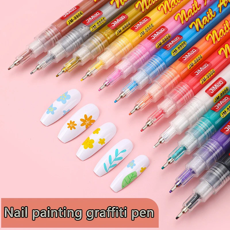 12 Colors Art Graffiti Pen Set DIY Nail Enhancement Pen Acrylic Paint Pens  Fine Tip Nail Pens Art Marker Line Drawing, Dotting - AliExpress