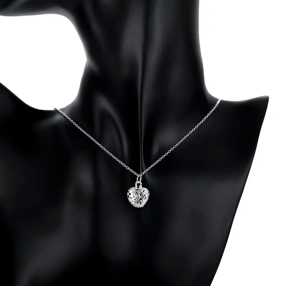 925 Sterling Silver Hollow big heart necklace earrings Jewelry set for women Fashion Party wedding accessories Christmas Gifts jewelry set silver jewelry silver jewelry set