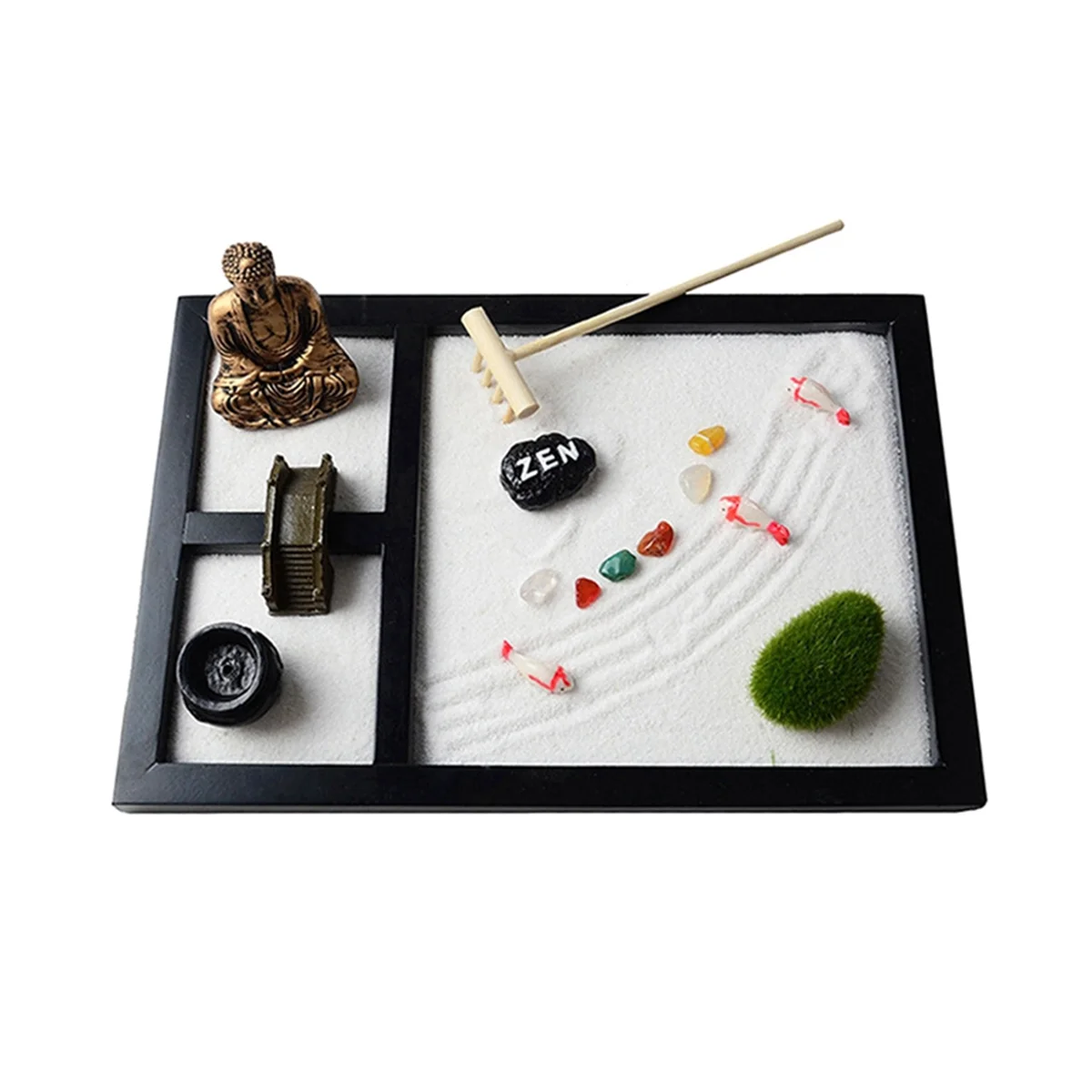 BAAU Japanese ZenGarden Kit for Desk-Relaxing Sand Box Set with Accessories for Office Tabletop Decor and MeditationGift