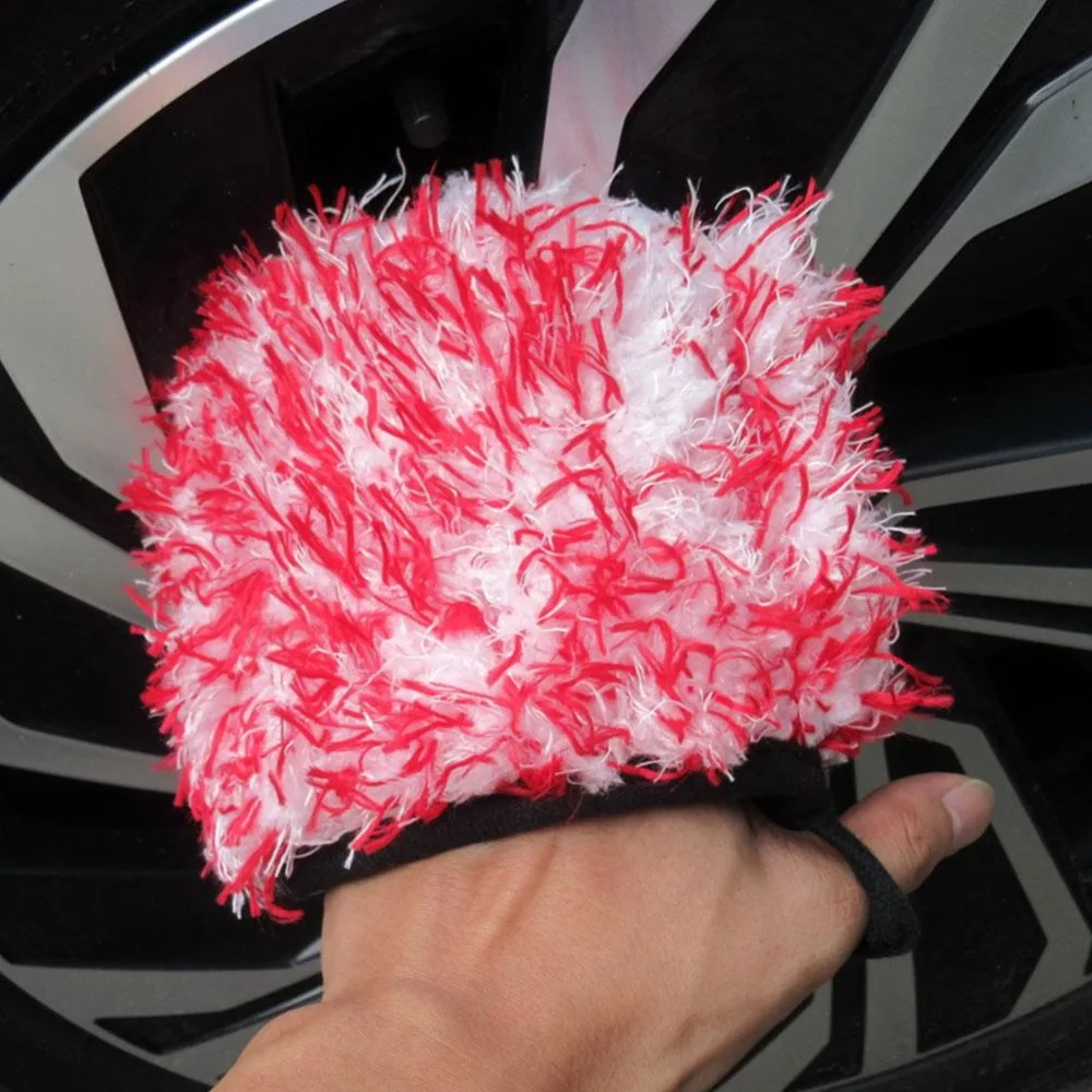 Car Wash Gloves Microfiber Double-sided Finger Pocket Super Soft Car Wheel Wash Mitt for Cleaning Auto Detailing Accessries car wash glove