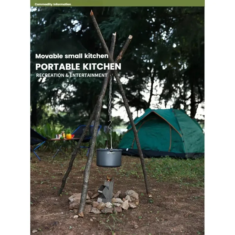 Portable Outdoor Hanging Pot Rack Triangular Foot Bracket Hanging Bracket Camping Supplies Steel Three Legged Storage Rack