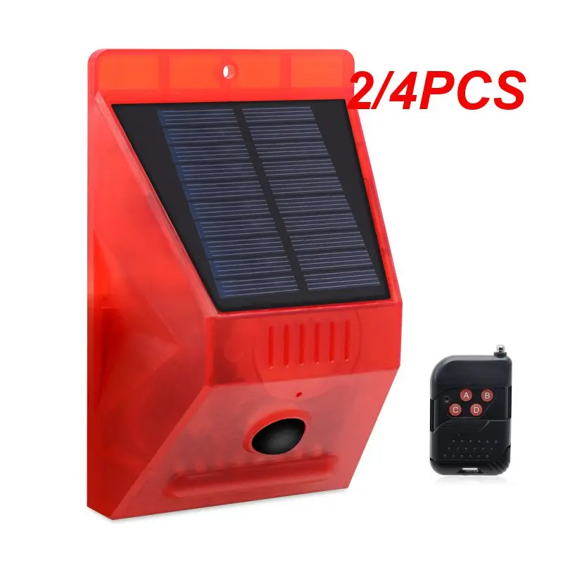 

2/4PCS Remote Control Alarm Warning Lights Solar Motion Sensor Warning Security Light Outdoor Wall Light Waterproof Lamp for