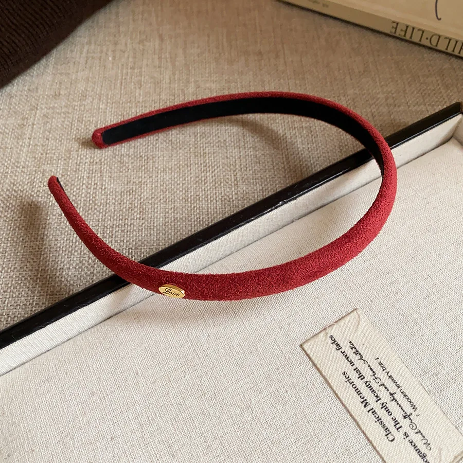 9 Farben Dünne Samt-Haarbänder mit schmalen ovalen Buchstaben für Damen, Retro Minimalistisches Stoff-Stirnband, Täglicher Kopfschmuck, Neu M – Detail 15