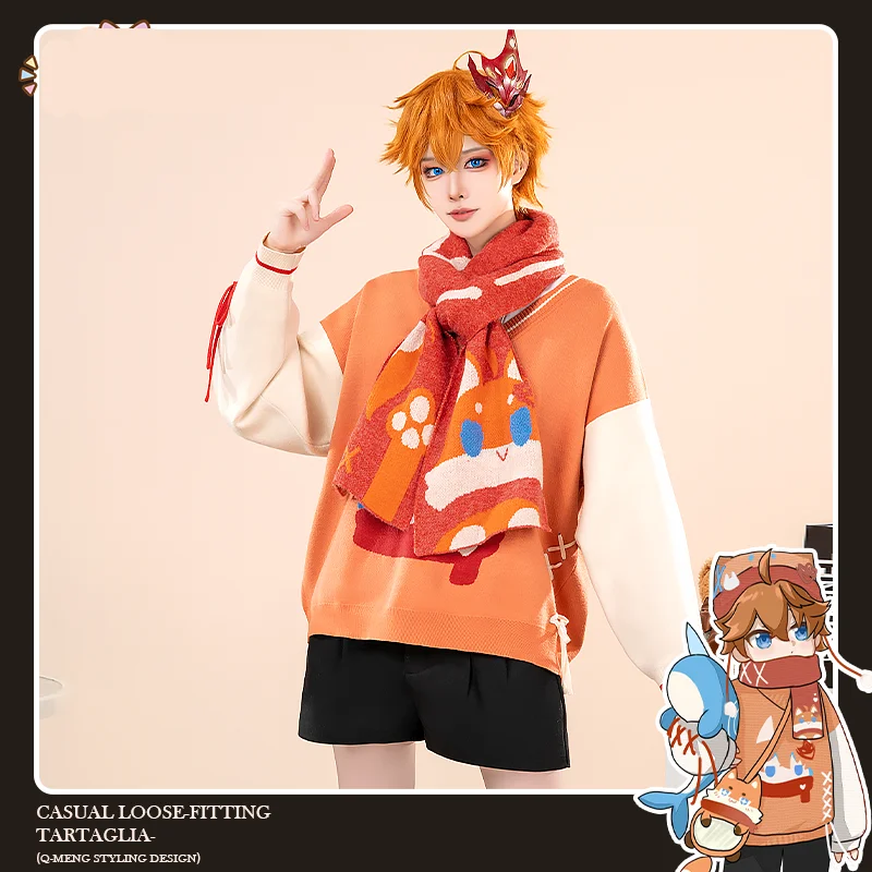 

Тартаглия/Ху Тао Косплей Костюм ежедневный свитер игра Genshin Impact Cos пальто аниме Женщины Девушки реальные размеры