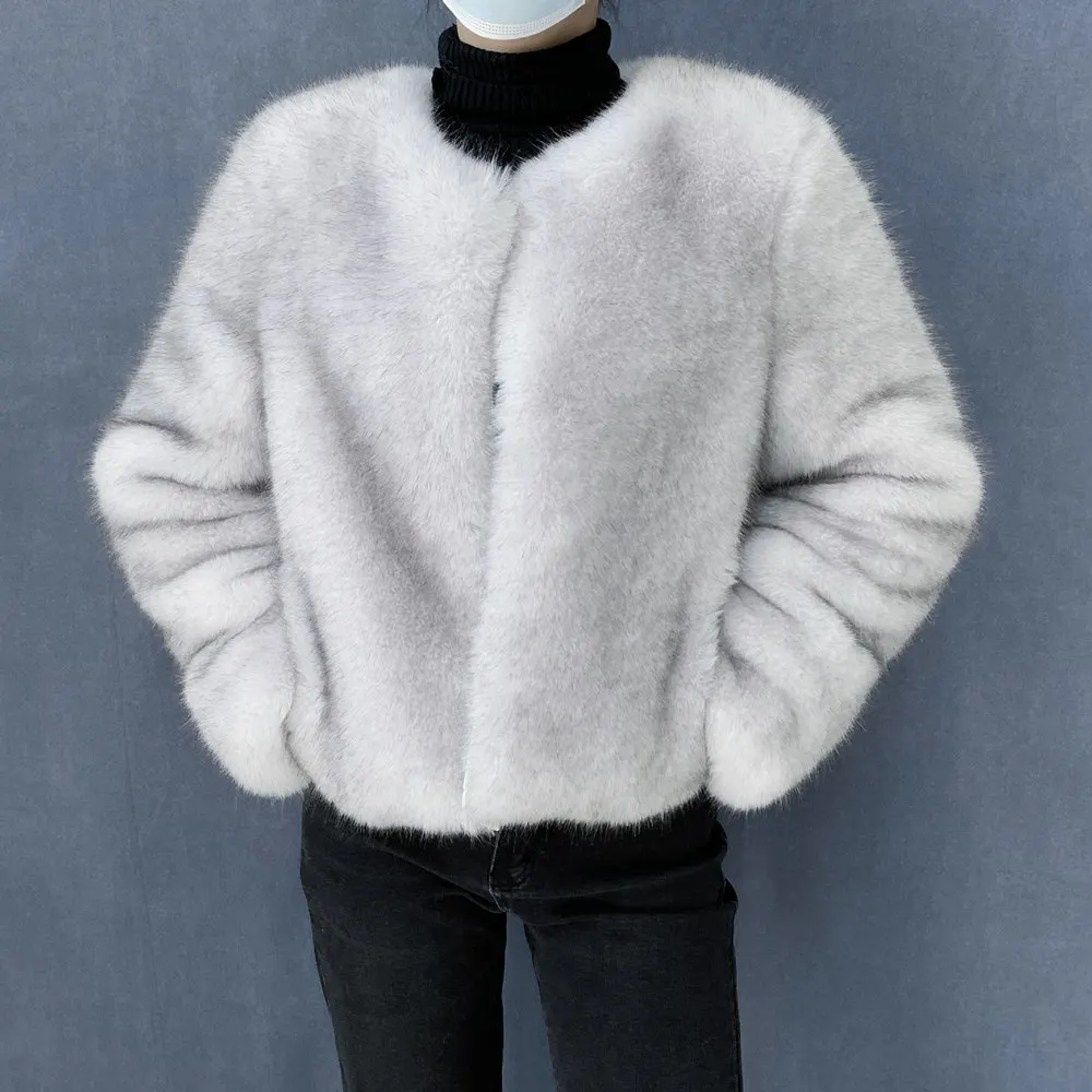 Street Fashion Luxury Faux Fur Coat Women Winter 2023 Hot Cool Girls Fluffy Short Fur Fox Jacket 6
