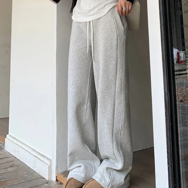 Deeptown Baggy Gray Sweatpants Women Jogger Sports Korean Style Harajuku Pants Casual Jogging Wide Leg Trousers Summer Fashion