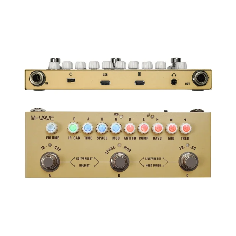 Guitar Pedal M-vave Cube BABY Multi Effects Pedal for Electric Guitar/Bass/Acoustic Guitar 8 IR Cabinets Simulation M-vave Rechargeable Pedal