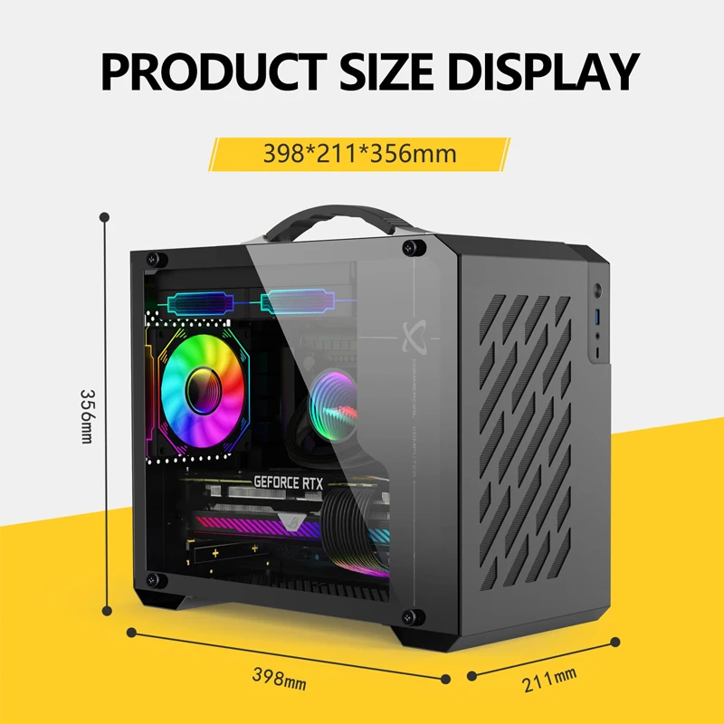 PC Case PC Chassis Computer Chassis Frame Mini ITX Desktop Case Power Train X200 MINI-ITX Handheld Computer Case Glass Side Transparent Case 240 Water Cooled MATX Desktop Small Host