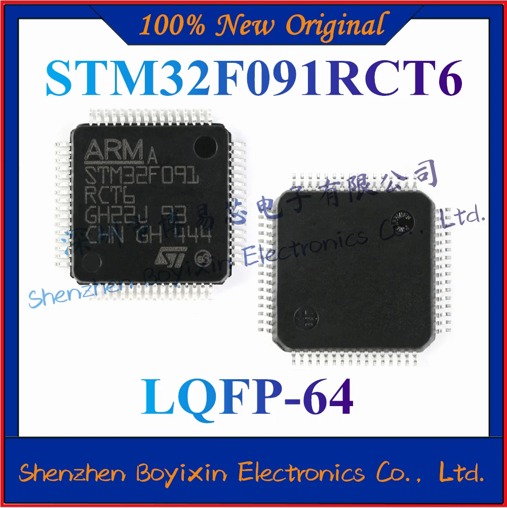 New Stm32F091Rct6 Original And Genuine Arm Cortex-M0 32-Bit Microcontroller Chip. Package Lqfp-64