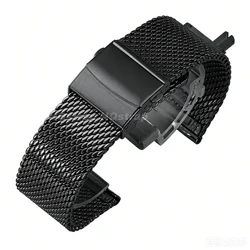 Stainless Steel Mesh Milanese Watch Band - Premium Metal Replacement Bracelet, 1.0mm - 18mm (Black)