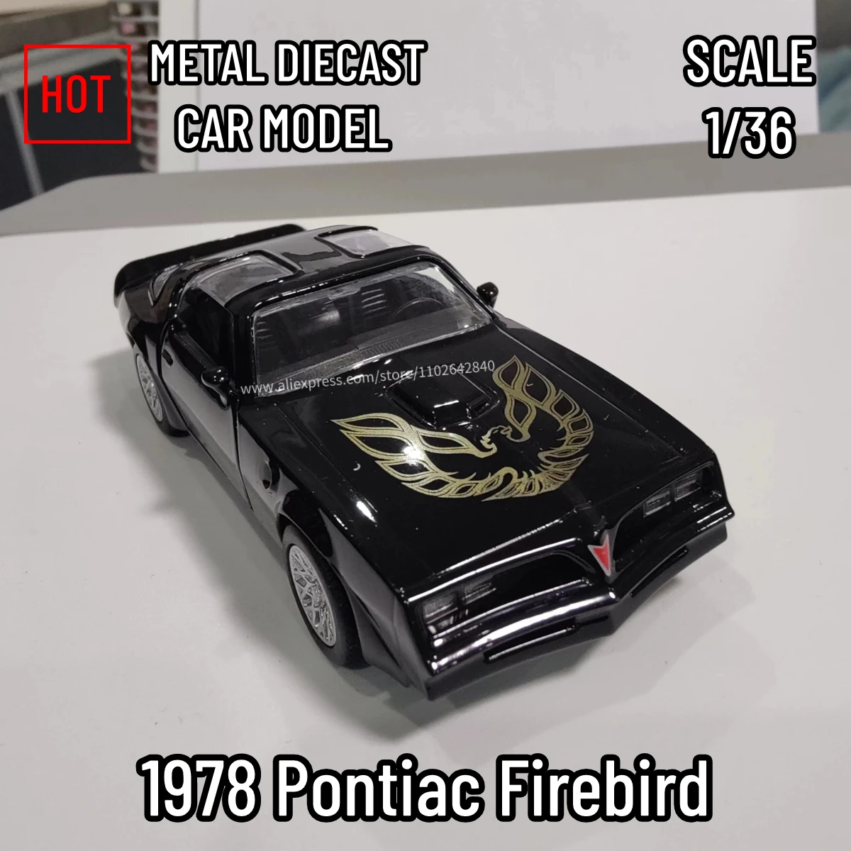 

1/36 1978 Pontiac Fireabird Car Model Replica Scale Diecast Vehicle Collection Home Interior Decor Xmas Gift Kid Boy Toy