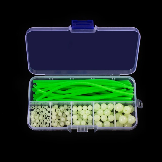 170PCS/Lot Luminous Fishing Beads Tube Soft Rubber Floating Glow Fishing  Stoppers Fishing Rig Tube Sleeve Fishing Accessories