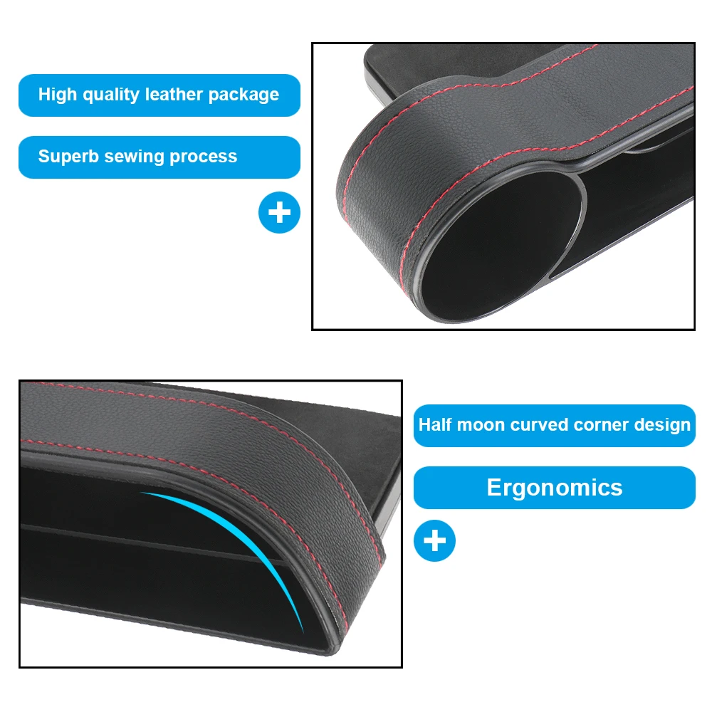 Car Organizer Seat Gap Slit Box With Charging Hole Leather Car Seat Gap Storage Box