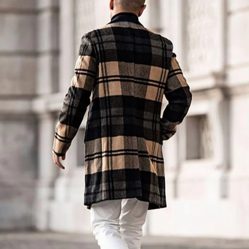 Manteaux en laine pour hommes, nouvelle mode, couleur unie, simple boutonnage, manteau Long à revers, pardessus décontracté, collection automne et hiver, Casual480_voghion.com