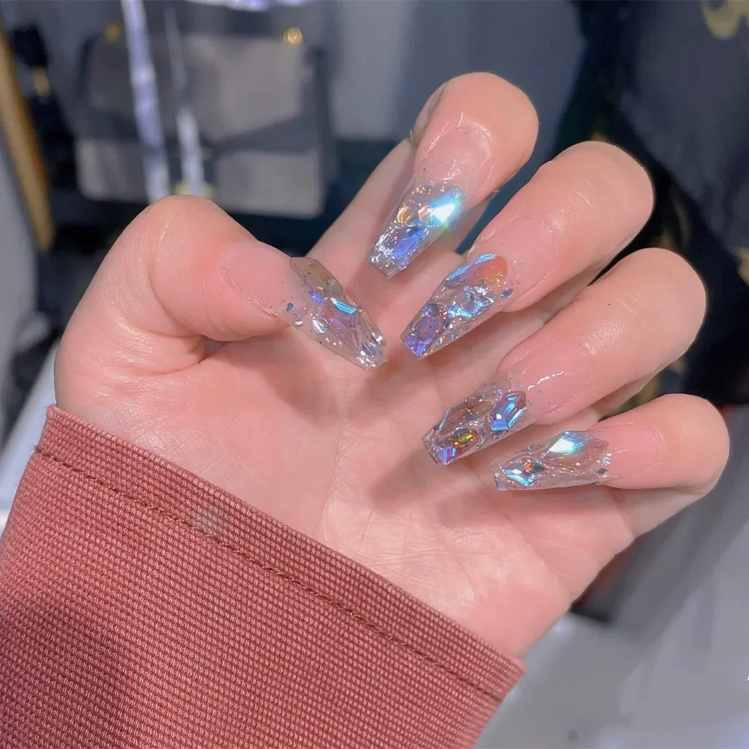 HandmadeKoreanFakeNailsWithDesignsReusableFakeNailsGlitter