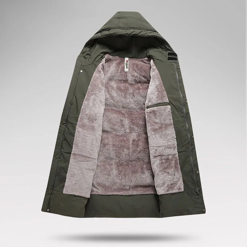 2023 New Men Cotton Coat Winter Jacket Mid-length Loose Parkas Plus Fleece Thick Leisure Outwear Hooded Fashion Overcoat