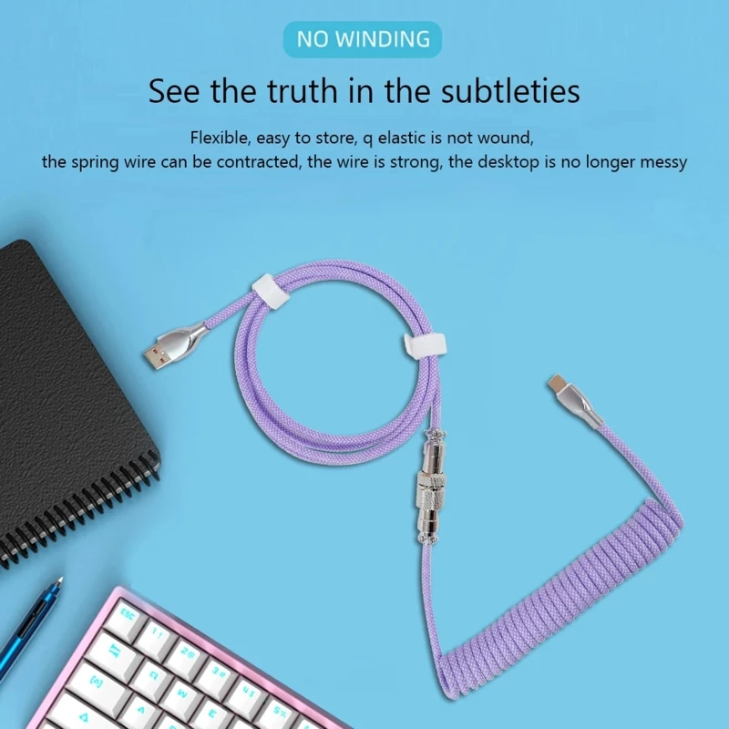 

RGB USB-Кабель 1,8 м, USB-интерфейс Type-C, Спиральный USB-кабель C для механической игровой клавиатуры, USB-кабель, соединитель авиатора