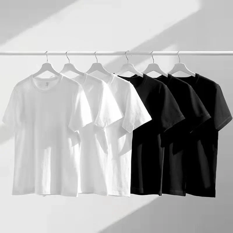 남성용 기본 100% 코튼 소프트 티셔츠, 데일리 캐주얼 O넥, 루즈한 단색 상의, S-3XL 블랙 화이트 레드 블루, 여름 신상