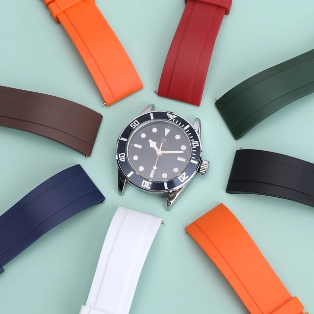 Quality Fluoro Rubber Watch Strap 18mm 19mm 20mm 21mm 22mm 24mm Sport Watchband Black Green Wristband With Quick Release Band 2