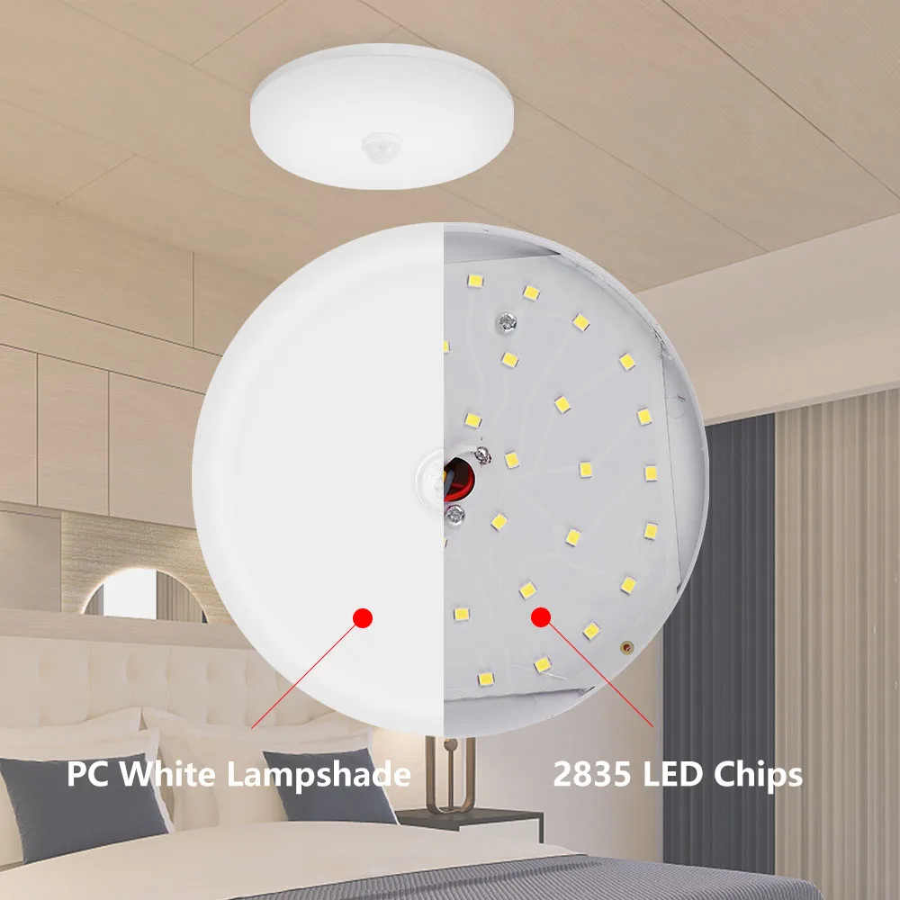 Plafonnier avec détecteur de mouvement PIR 15w 20w 30w 40w, éclairage de plafond moderne pour couloir, Garage, escalier, balcon, 220V 5